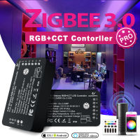 GLEDOPTO Zigbee 3.0สมาร์ทนำแถบควบคุม RGBCCT Pro เข้ากันได้กับ Hub Tuya SmartThings App 2.4กรัม RF การควบคุมระยะไกลเสียง