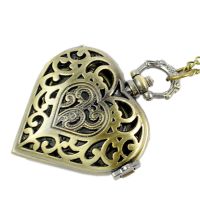 hot style hollow carved retro heart-shaped electronic pocket watch sweater chain quartz hanging 6133