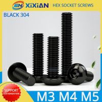 M3 M4 M5 M6 M8 Black 304 Stainless Steel Hex Socket Screw Round Head Inner Hexagon Pan Head Bolt Machine Screw Hardware Fastener