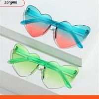 ZONGMA เลนส์ไล่ระดับสี แว่นตากันแดดรูปหัวใจ การป้องกัน UV400 สีสันสดใส แว่นตากันแดดแบบทันสมัย แฟชั่นสำหรับผู้หญิง ที่ไร้ขอบ เฉดสีหัวใจ สำหรับผู้หญิง