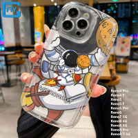 เคส OPPO ลายนักบินอวกาศการ์ตูนน่ารักสำหรับโทรศัพท์ TPU แบบน่ม Reno8 T 5G / Reno8 T 4G / Reno8 Pro / Reno7 / Reno6 / Reno5 Pro / Reno5 F/ Reno4 Pro/ Reno4 F ที่มีการครอบคลุมเต็มรูปแบบและฝาครอบป้องกัน