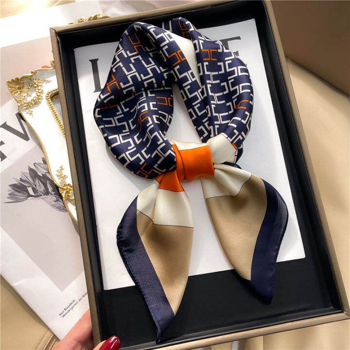 hotluxury-ยี่ห้อ-neckerchief-ผ้าไหมผ้าพันคอผู้หญิงออกแบบผมวงซาติน-square-headscarf-ริบบิ้น-lady-wrist-hand-wrap-shawl