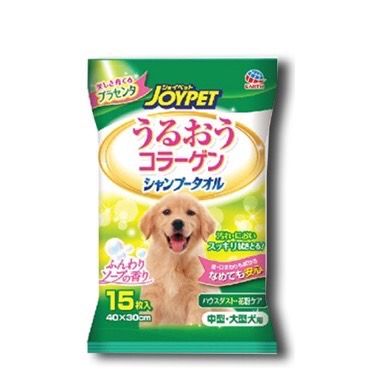 JoyPet จอยเพ็ท ผ้าเช็ดทำความสะอาดสำหรับสุนัขขนาดกลาง - ใหญ่ JOYPET SHAMPOO TOWEL FOR MIDDLE _ LARGE DOG 1ห่อบรรจุ 15แผ่น ขนาด 40x30  ซม.