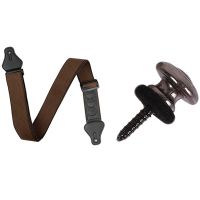 1x Guitar Strap with 3 Pick Holders &amp; Acoustic Guitars (Coffee) &amp; 6 Pieces Mushrooms Head Guitar Strap Buttons