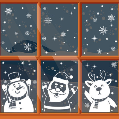 【คลังสินค้าพร้อม】คริสต์มาส Snowman Elk Snowflake ตกแต่งสติกเกอร์ไฟฟ้าสถิต Santa Glass Window สติกเกอร์ Merry Christmas Decor สำหรับ Home