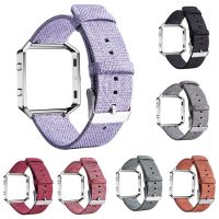 ✾▫✸ Regulowany pasek materiałowy do zegarka z metalową ramą pasek do bransoletki akcesoria do zegarka dla Fitbit Blaze inteligentnej bransoletki