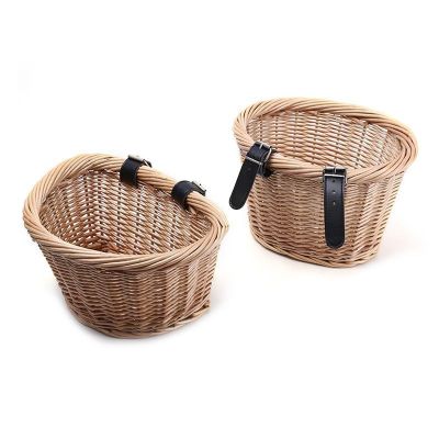 №❀ Woven Girls Bike Basket Bicycle Dog Basket Handcarfted With Adjustable Strap Decorative Esay Install Storage Baskets For Bicycle