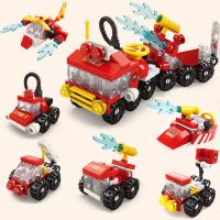 6 in 1 Building Blocks City Fire Engineering Vehicle Truck Car Mini Toy Bricks Boys Childrens Toys Plane Tank Ambulance Police Building Sets