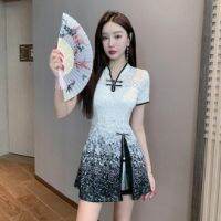 COD รุ่นปรับปรุงของย้อนยุค cheongsam ลูกไม้ร้านเสริมสวยเสื้อผ้าทำงานผู้หญิงฮากามะแช่เท้าทำเล็บเท้าช่างเสื้อผ้าทำงานใหม่