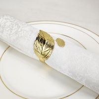 6 Pcs Creative Leaves Feather Napkin Ring Buckle Holders For Wedding Party Festivals Dinner Table Decoration Wholesale