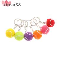 XINSU38 มี6สี เครื่องประดับเล็กๆ โซ่กุญแจรถ จี้ห้อยกระเป๋า โลหะสำหรับตกแต่ง มินิมินิ พวงกุญแจลูกเทนนิส ห่วงโซ่กีฬา พวงกุญแจสำหรับเทนนิส จี้ลูกเทนนิส