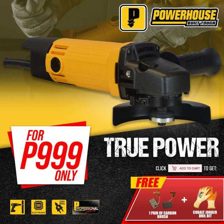 Powerhouse Angle Grinder Torque Force Motor w Freebies & Carbon Brush
