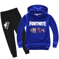 Fortnites เสื้อกันหนาวหมวกและกางเกงชุดสำหรับสาวเด็กเสื้อกันหนาว + กางเกงเด็กเสื้อผ้าสาวฝ้าย + โพลีเอสเตอร์แฟชั่นฤดูใบไม้ร่วงแขนยาวการ์ตูน