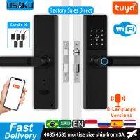 【YF】 Diosso Biometric Electronic Door Lock Digital Black Smart Tuya App Remote Unlocking Keyless Fingerprint RH05