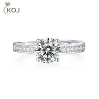 KOJ 1กะรัต Moissanite แหวนแต่งงานเหมือนเล็บจิก4เล็บแถวสำหรับผู้หญิงเครื่องประดับหมั้น925ปรับได้