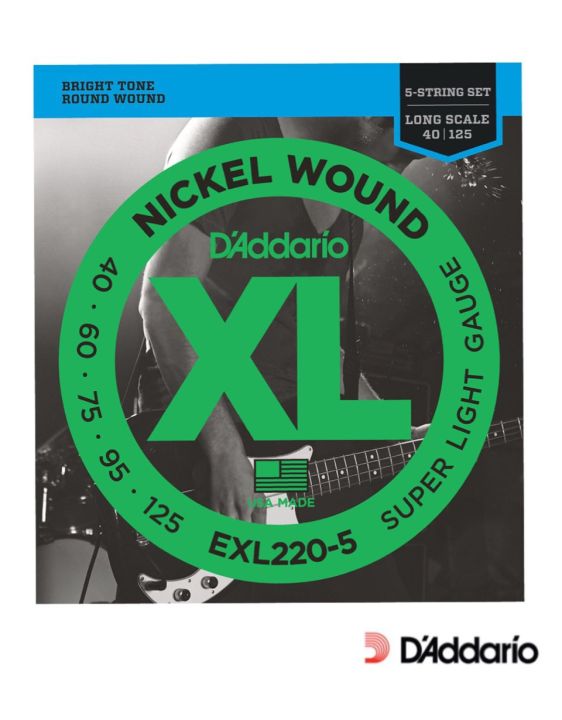 daddario-exl220-5-สายกีตาร์เบส-5-สาย-แบบนิกเกิล-ของแท้-100-super-light-5-string-40-125-made-in-usa