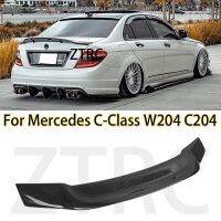 For Mercedes-Benz C-Class W204 Sedan 4Door/C204 Coupe 2Door R Style Real carbon fiber Rear Spoiler Trunk wing 2007-2019