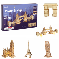 Robotime Rolife DIY 3D Tower Bridge,Big Ben,Famous Building Wooden Puzzle Game Assembly Toy Gift for Children Teen Adult