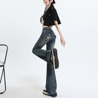 กางเกงยีนส์ Y2k บานสำหรับผู้หญิงกางเกงยีนส์แนวสตรีทแบบอเมริกันวินเทจแฟชัน2023กางเกงสตรีท