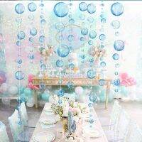 (TEX)4 Styles Transparent Bubble Garland Mermaid Party Decoration Colorful Blue Flat Hollow Hanging Ribbon Birthday Baby Shower