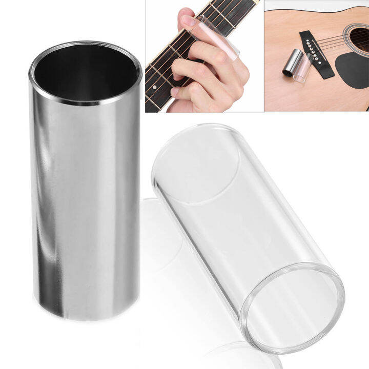 2PCS Guitar Finger Slide Kit with Glass Slide Stainless Steel Slide for