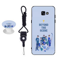 BTS เคสโทรศัพท์สำหรับ Samsung Galaxy A7 2017/A720ซิลิคอนนุ่มกรณีที่มีรูปแบบเดียวกันแหวนและเชือก