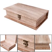 1Pc Wooden Hinged Lockable Box Book Shape Jewellery Storage Case Home Crafts Sundries Organizer Storage Box Gift