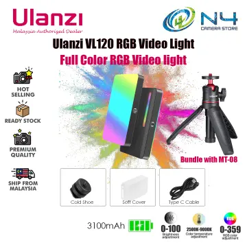 Ulanzi VL120 RGB LED Video Light Camera Light Full Color Rechargeable  3100mAh Dimmable 2500-9000K Panel Light Photo Studio Lamp