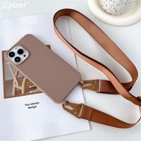 Crossbody Necklace Strap Lanyard Matte Silicone Case For iPhone 15 14 Pro Max 11 12 13 Mini XR X XS 7 8 Plus SE Shockproof Cover