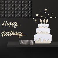 [COD] style wooden birthday bunting pendant laser cutting chip home wall cake decoration