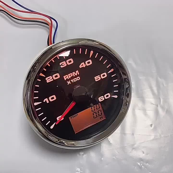 85mm Boat Tachometer with LCD Hourmeter 6000 RPM Tachometer for Diesel