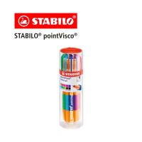 STABILO สตาบิโล ปากกา PointVisco Drum ปากกาลูกลื่นเจล หัวปากกา Medium 0.5 mm. จำนวน 10 สี