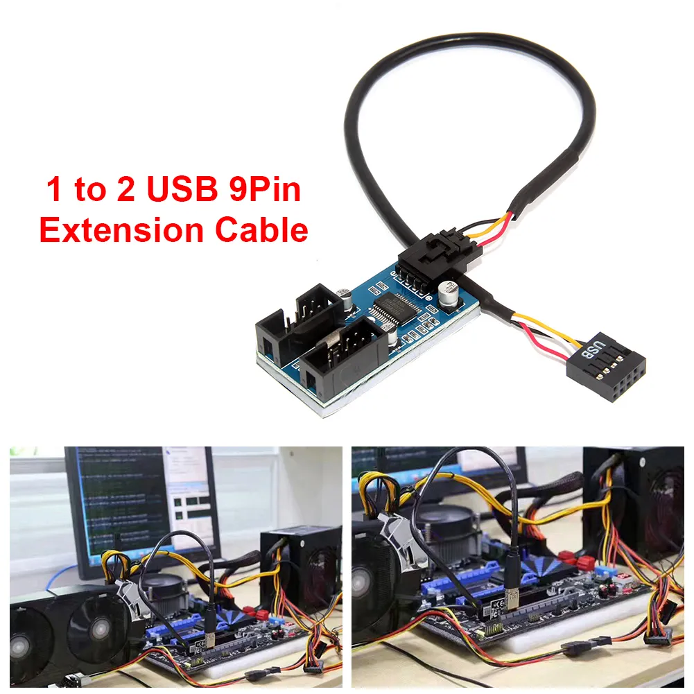 Motherboard Dual USB 9-pin Header Extension Splitter Connectors Adapter Port | Lazada PH