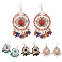 【Ready】Bohemia Women Fashion Retro Tassel Beads Round Drop Dangle Hook Earring Jewelry