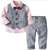 Boys Clothes Spring Autumn Fashion Baby Suit British Wind Childrens Suits Gentleman Long Sleeve Shirt Vest Pants Kids Sui