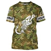 Fishhook Skull Green Camouflage Fish Reaper Mens Printed Summer Fishing Lovers Jersey O-Neck Mens Short Sleeve T-Shirt