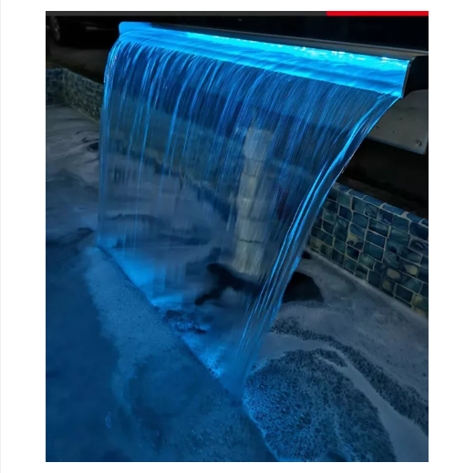 Vevor Pool Waterfall With Led Strip Lights Waterfall Spillway Rectangular Stainless Steel For