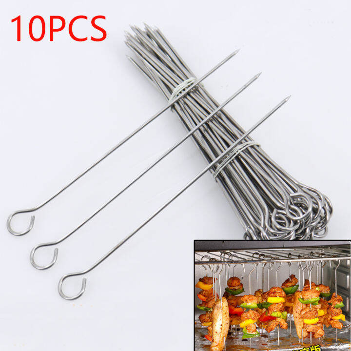 10PCS Stainless Steel Barbecue Sticks Skewer BBQ Meat Kebab Kabob