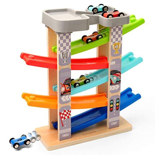 [PRE-ORDER] Coogam Wooden Race Track Car Ramp Toy for Toddler, Color ...