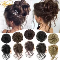2Pieces Messy Hair Bun Hairpiece for Women Synthetic Chignon With Hair Bands Updo Scrunchies Extension Curly Ponytail