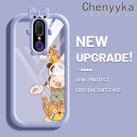 เคส Chenyyka สำหรับ OPPO F11 A9X A9 2019เคสกระแสแฟชั่นโบว์สีรูปสัตว์เคส Tpu ใสน่ารักเคสกันกระแทกกล้องกรอบสี