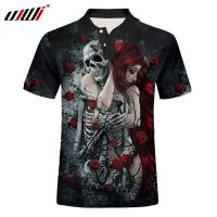 CODiy085671 Summer 3D Print Skull Man Polo Shirt Black Red Hair Woman Polo Top Comfortable Male Short Sleeve Top Breathable Large Size