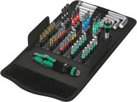 Wera 057460 Kraftform Kompakt KK100 Screwdriver Bit Set With Hex Keys PZ/PH/SL/TX, 52-piece