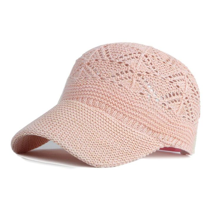 cc-summer-women-hollow-baseball-cap-breathable-knitting-caps-holiday-mesh-hats-adjustable-cap-sun-hat-gorras