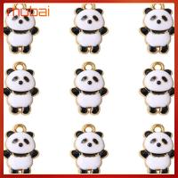 MUBAI 20 Pcs 0.710.45นิ้วค่ะ น่ารักสีดำและสีขาวแพนด้าเสน่ห์ โลหะผสมอัลลอยด์ รูปหมีแพนด้า เครื่องรางดีไอวาย มีเสน่ห์มีเสน่ห์ เครื่องรางรูปสัตว์3D สาวๆ