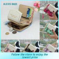 กระเป๋า ALEXIS กระเป๋าเงินสั้นขนาดเล็กหนัง PU แฟชั่นกระเป๋าเงินกระเป๋าสตางค์ใส่บัตรเหรียญ