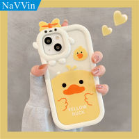 NaVVin Cartoon Yellow Duck Bowknot Little Monster Soft Silicone Phone Case for iPhone 14 13 12 11 Pro Max 6 6s 7 8 Plus X XS XR Shockproof Casing