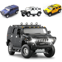 1:32 Hummer H2 Die-Cast ยานพาหนะรถโลหะผสมรุ่นเสียงและแสงการดูดซับแรงกระแทกรถรุ่นคอลเลกชันรถยนต์ของเล่น