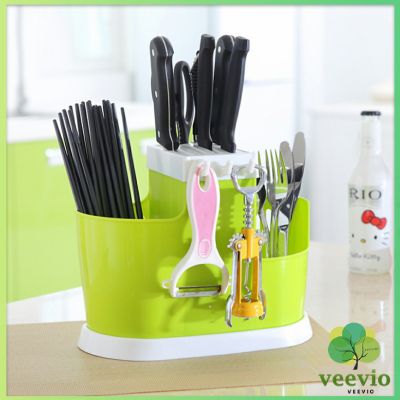 Veevio ที่ใส่เก็บช้อน ตะเกียบ มีช่องระบายน้ำ ที่เก็บมีดตะเกียบและบน โต๊ะอาหาร กล่องใส่ช้อนส้อม กล่องใส่ช้อน Cutlery Holder มีสินค้าพร้อมส่ง