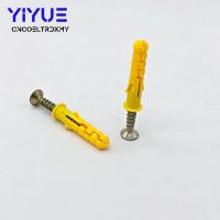 ][= 50 Pcs 6 X 30Mm Fibreboard Screws And Yellow Fish Shape Expansion Hardware Fasteners Tools Screws